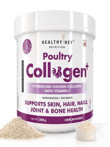 [BRSRE2QLDMBQMDQU] HealthyHey Nutrition Poultry Collagen - Hydrolysed Chicken Collagen with Vitamin C - Unflavoured - 200g