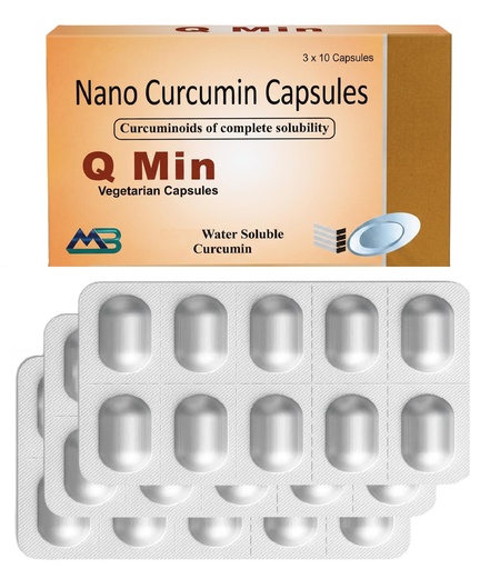 [BRSRYGQQB4IRAH3Z] Q Min Nano Curcumin 500mg | Natural Anti inflammatory Supplement for Adults | Water Soluble Curcumin,No Preservatives, No Added Color | 30 Veg Capsules