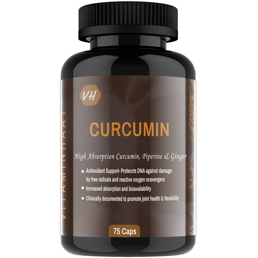 [BRSWGHQKAEHAAYLB] Curcumin Capsules with Piperine - 500mg | Immunity Booster, Anti-Inflammatory, Collagen Support | Ginger & Antioxidant Rich Curcuminoids for Enhanced Health 75 Capsules by VitaminHaat