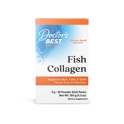 [BRSWKFI5AQJQMAY3] Doctor's Best Fish Collagen w/Naticol Fish Collagen, Supports Skin, Nails, Joints, 30 Powder Stick Pack.