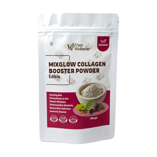 [BRSRGA33CMIRQ33Z] VanaWellness Pure Natural Mix Glow Collagen Booster Powder for Promotes Skin Elasticity Hair Strength & Healthy Nails (100 gm)