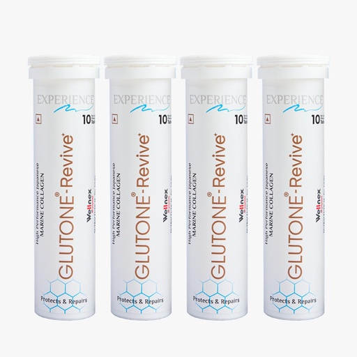 [BRSREZD7BBYB6YA6] Glutone-Revive Effervescent Collagen Tablets – 2500 mg Wellnex Di-Peptide Marine Collagen|Supports Skin Hydration, Elasticity, Smooth Texture | For Men & Women | 40 Blueberry Flavour Tablets