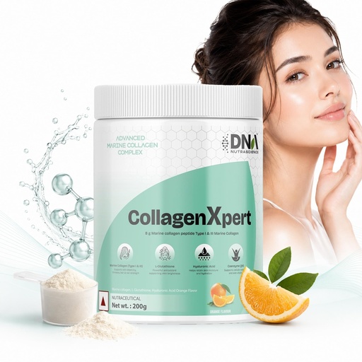 [BRSRGAYBDF6WOCAY] CollagenXpert Marine Collagen Powder with L-Glutathione Hyaluronic Acid CoQ10 Vitamins C B3 Orange 200 g 20 Servings Skin Hair Nail Beauty Anti Aging Hydration Glow Support Supplement Drink