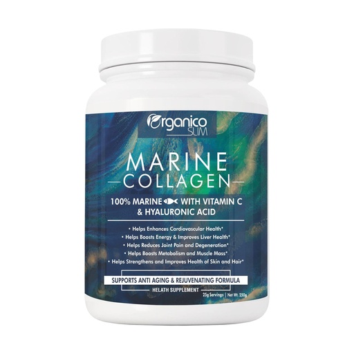 [BRSWGAA5DMARAAI6] Marine Collagen Powder with Vitamin C & Hyaluronic Acid | For Hair and Skin Health | Metabolism Booster and for Muscle Health | 250 gm