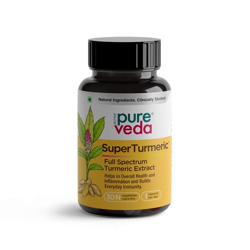 [BRSWYCQ6B55WO2DB] Pureveda Super Turmeric - All Natural Curcumin Capsule - 10x Bioavailability - 7 Clinical Trials - Reduce Inflammation, Boost Immunity - Clean Label Turmeric Capsule (30)