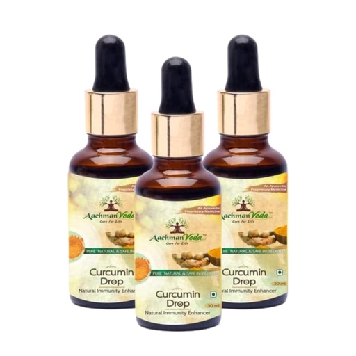 [BRSREZQHAQPR4EQ3] Aachman Veda Curcumin Haldi Drops Pack of 3 | Turmeric Extract | Immunity Booster & Anti-Inflammatory Supplement (30ml Each)