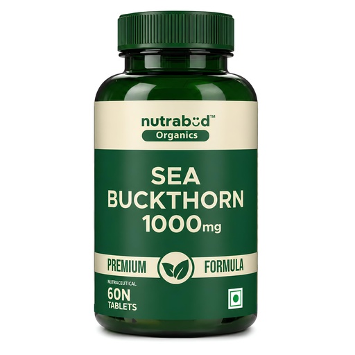 [BRSREFALA55AYE3J] Nutrabud Organics Sea Buckthorn Berry Powder Capsules 1000mg - 60 Veg Tabs - Natural Source of Vitamin-A,C,E,K, Omega-3,6,7,9 & Antioxidants for Skin Glow & Collagen Boost (60 Count (Pack of 1))