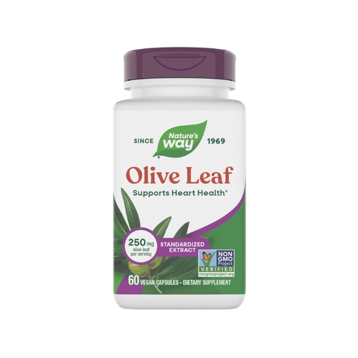 [BRSWIYQZARYQOAAZ] Nature's Way Olive Leaf Standardized Extract Supplement, Supports Heart Health*, 250 mg Per Serving, Gluten Free, Vegan, 60 Capsules (Packaging May Vary)