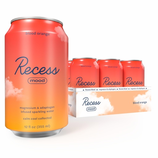 [BRSWYAD4OV7AAH3V] Recess Mood Magnesium & Adaptogen Drink, Relaxation Beverage, 12 ounce (Blood Orange, 12 pack)