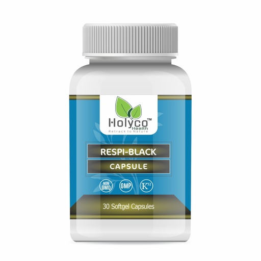 [BRSROZAOAAIAYHLP] Respi Black Softgel Capsule - 30 Caspules | Combines natural extracts of turmeric curcumin, kalonji seed oil, and ginger