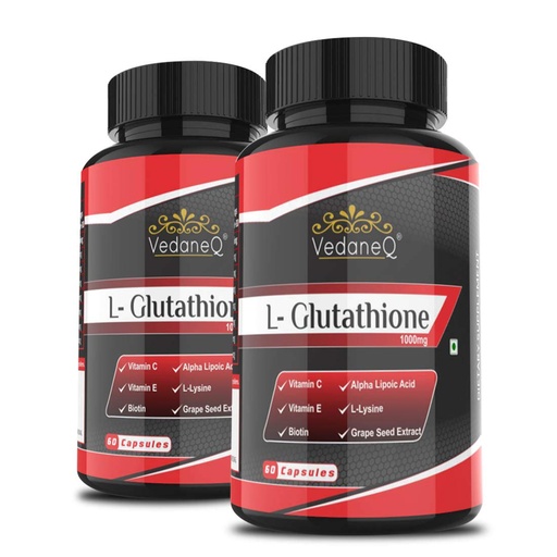 [BRSWGBQ5DIGW2FLK] L Glutathione 1000mg Capsules with Grape seed, Vitamin C & E, Grape Seed and Alpha Lipoic Acid Supplement for Men & Women 60 Capsules