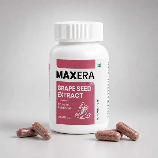 [BRSRGBIEBUHWKALK] Maxera Grape Seed Extract Capsules | Rich in OPCs & Antioxidants | Supports Heart Health Skin & Circulation | 60 Capsules