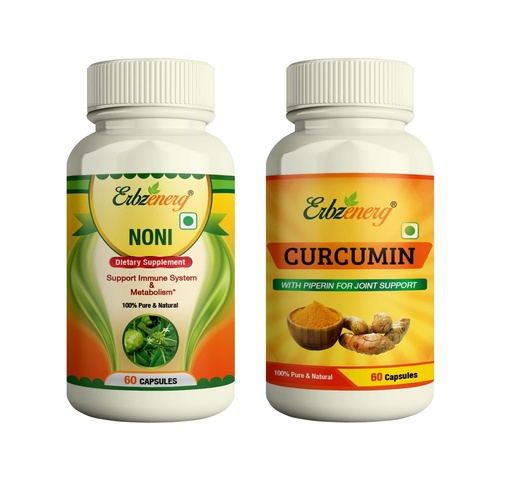 [BRSWYAIKOYJQAGYY] Curcumin Extract (Curcuma longa) 60 Capsules and Noni (Morinda citrifolia) 60 Capsules- (Pack of 1)