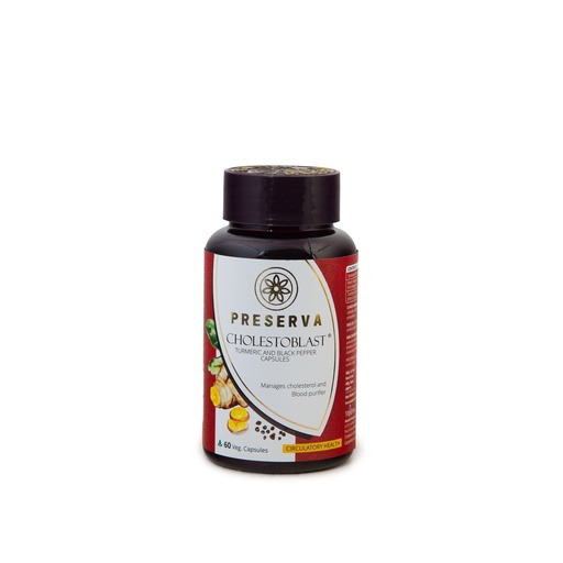 [BRSWGZ32AADQ233G] Preserva Wellness Cholestoblast Capsules Turmeric Curcumin Bioperine Capsules For Cholesterol Control - 60 Capsules