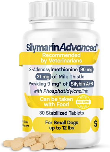 [BRSRA2Y5CMPRS2TJ] Liver Health Supplement for Small Dogs - Milk Thistle for Dogs Liver Support with S-Adenosylmethionine (Same) & Silybin - 30 Tablets