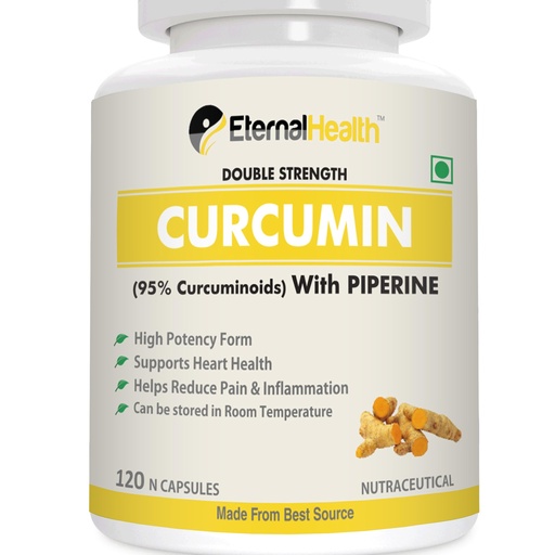 [BRSRABT5CIMROFA7] Eternalhealth Curcumin High Absorption Double Strength Supplement with Piperine (Ultra Pure) 95% Curcuminoids for Joint Support - 120 Vegetable Capsules