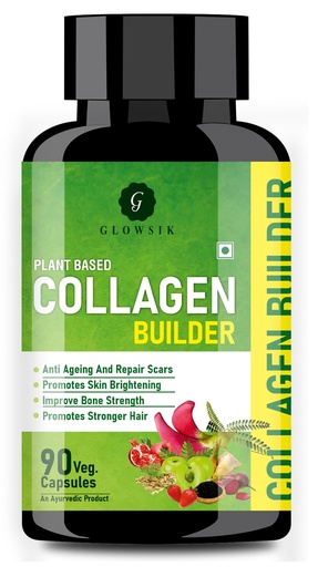 [BRSROAAZB56RQALL] Glowsik plant collagen builder capsules for skin, hairs and nails - Organic Plant Based Collagen Builder Supplement With 8 B Vitamins, Biotin & Vitamin C For Hair and Glowing Skin, Good for Women & Men 90 Capsules
