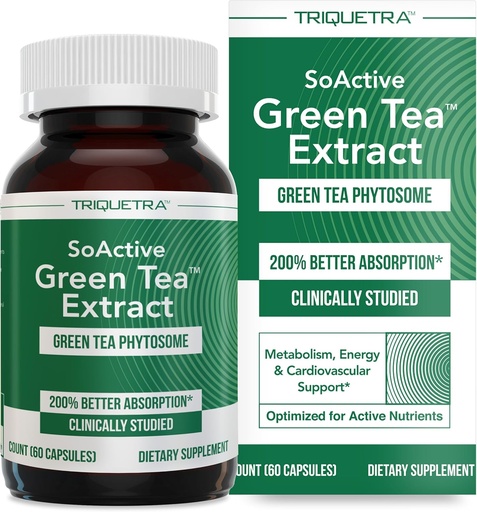[BRSRAGQPOF6AEDT6] SoActive Green TeaTM Extract - Fitooma de té verde clínicamente estudiado - hasta 200% Mejor Absorción " Biodisponibilidad - Dosis clínicamente validada - Apoya Metabolismo & Gestión de Peso - 60 Caps