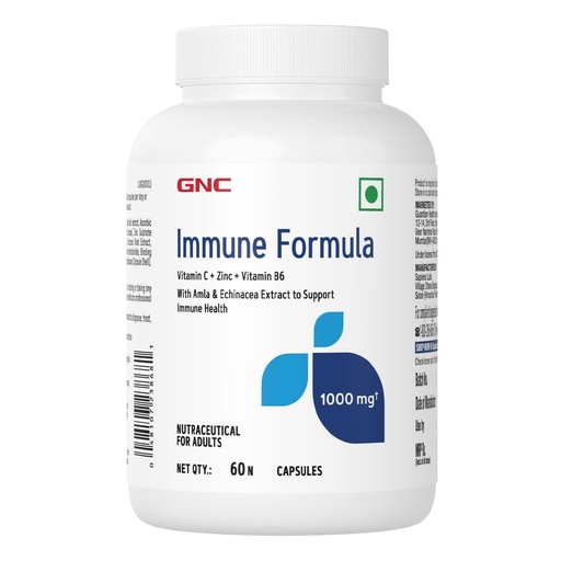 [BRSRMBATBYHWE3DB] GNC Immune Formula | 60 Veg Capsules | Strengthens Immune System | Reduces Common Cold Risks | Protects Against Infections | Vitamin C, Zinc, Amla & Vitamin B6 | For Men & Women