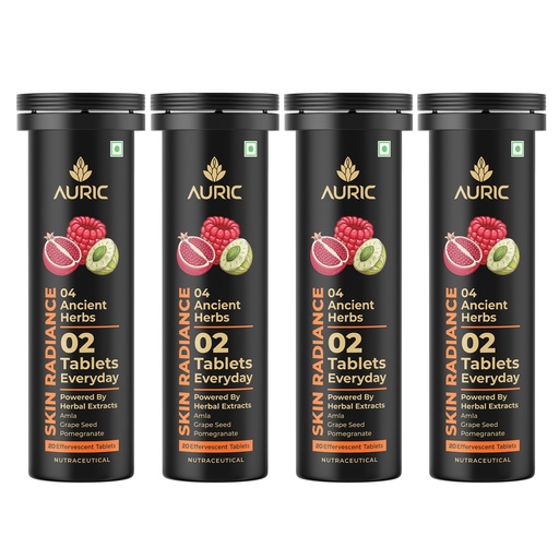 [BRSRYYY6OFYQ4FY6] Auric Skin Radiance Glutathione Effervescent 80 Tablets for Skin | With Biotin, Amla, Pomegranate & Grape Seed Extract | Mixed Berries Flavour | Shine 365
