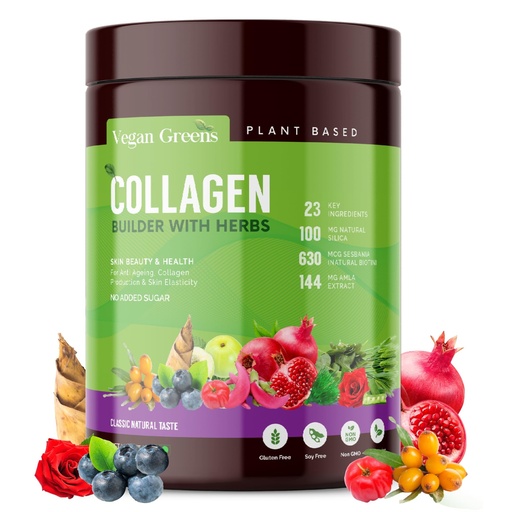 [BRSW2AT4PINAIDTZ] Natural Collagen Builder With Herbs. (Vitamin C, Silica, Biotin & Antioxidants from 22 Plants, Fruits & Herbs) For Anti Ageing, Skin Glow & Skin Elasticity. (250g, Classic Natural Taste)