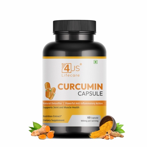 [BRSREEI2ORYAMGY7] Curcumin With Black pepper, Turmeric it Helps Reduce Inflammation and Pain | Ultra Potent for Men & Women - 60 Veg Capsule