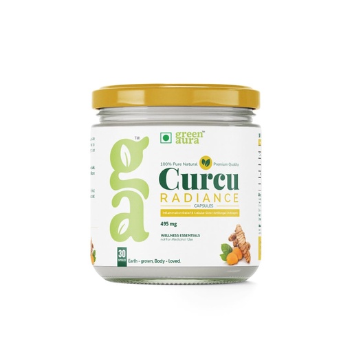 [BRSREFQOBYJRAYDL] Green Aura Curcu Radiance (30 Capsule) | Turmeric Curcumin Capsules for Inflammation Relief | High Bioavailability | Ayurvedic Wellness Supplement For Inflammation Relief, Joint Health (495mg)