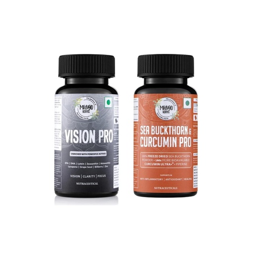 [BRSRYGD3CAFGYC3V] Vision Health Combo | Vision Pro + Sea Buckthorn & Curcumin Pro | Lutein, Zeaxanthin, Bilberry, Astaxanthin, Omega-3, Omega-7 & Curcumin | Eye, Skin & Immunity Support | Digital Lifestyle Wellness