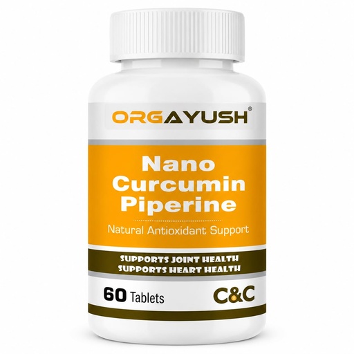 [BRSRGCT7BB5BGFA7] Nano Curcumin with Piperine Tablets – High Absorption Turmeric Extract Supplement for Joint Health, Heart Health, Immunity, Digestion & Skin Support (Pack of 1)