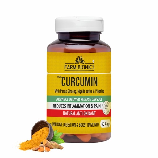 [BRSRE2QYCIHRE3L5] Curcumin Tablets with Piperine, 95% Curcumin, Ginger Root | Pure and Herbal Plant Based Turmeric Supplement for Inflammation, Joint Pain & Immunity Supplement for Adults - 60 Capsules