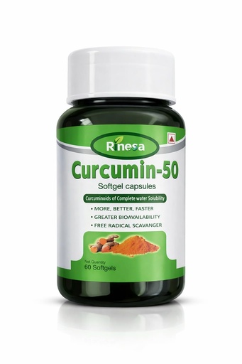 [BRSRGAL7O4HG2337] Rinesa Curcumin-50 Softgel Capsules, Greater Bioavailability, Free Radical Scavenger, 60 Softgels