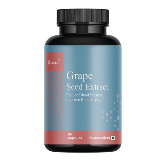 [BRSRAYACBMPQIELG] Grape Seed Extract| Reduce Blood Pressure | Improve Bone Strength | Helps in Weight Loss | Pack of 60 Veg Capsule