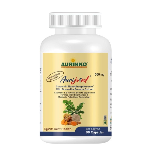 [BRSROCQNDINBUFD3] Aurijoint - Curcumin Nanophosposome 250 mg with Boswellia Serrata Extract 50 mg, Fortified with Turmerone and Piperine by Aurinko Healthcare. 90 Capsules