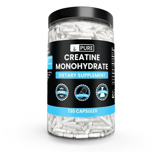 [BRSWGBQLBNYWAFI4] Pure Original Ingredients Creatine Monohydrate (730 Capsules) No Magnesium Or Rice Fillers, Always Pure, Lab Verified