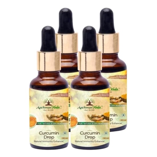 [BRSREYIDOIHRYDLX] Aachman Veda Curcumin Haldi Drops Pack of 4 | Organic Turmeric Extract | Immunity & Anti-Inflammatory Support (30ml Each)