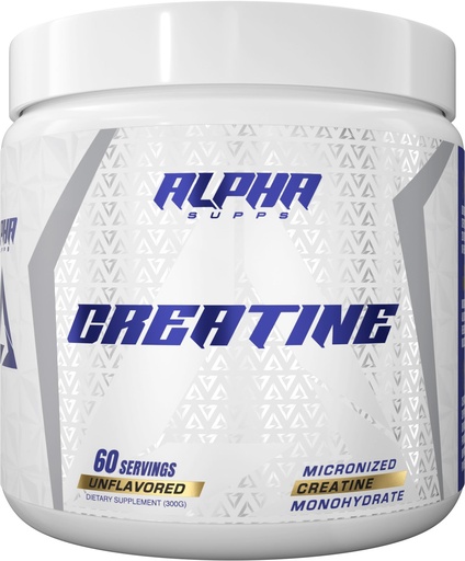 [BRSRMYL4AEMAY2Y2] Alpha Supps - Alpha Creatine Monohydrate Powder Supports Muscle Growth | Micronized | Unflavored | 300 Grams - 60 Servings