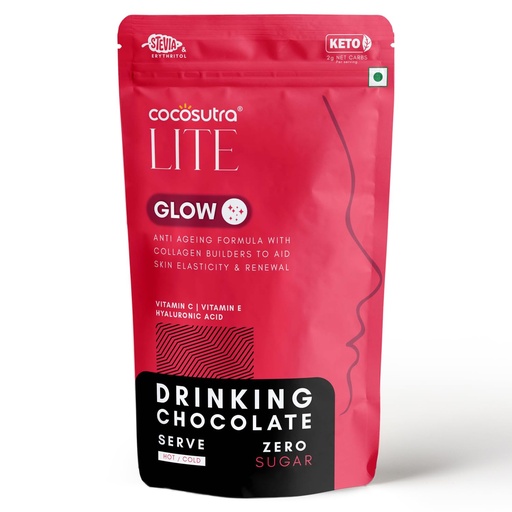 [BRSW2CYQCNYWEFLG] Cocosutra GLOW Sugar Free Drinking Chocolate Mix, Trial Pack | Keto Friendly Chocolate Drink | Supports Skin Elasticity & Renewal | 200g