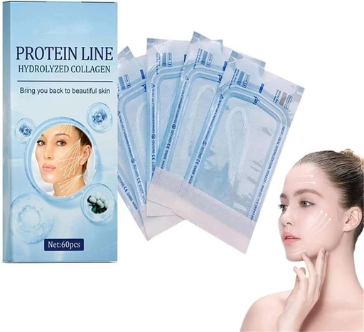 [BRSREEAFPMDWED34] Active Collagen Face Silk Thread,Collagen Silk Threads for Silk Thread, Protein Thread Face Serum Face Silk Thread with 60 Face Lifting Stickers for Skin Tightening Lifts Firming