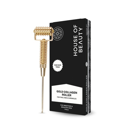 [BRSW2YYKAQBW2ET3] HOUSE OF BEAUTY Gold Collagen Roller Skin Care Massager for Face & Neck Stimulates Muscles, helps in Collagen Boosting (Golden)