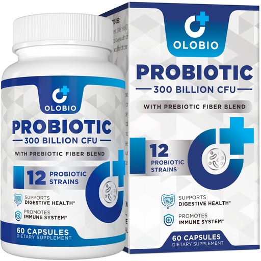 [BRSROZA5C55WEHTK] 300 Billion CFU Probiotic, 12 Strains with 3 Organic Prebiotics, Probiotics for Women and Men, Daily Supplement for Digestive, Immune, Gut & Bloating Health, Shelf Stable, Vegan, 60 Counts