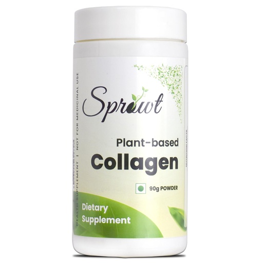 [BRSRAFQBOYOWGYLO] Sprowt Plant Based Collagen Supplement for Youthful & Glowing Skin | Collagen Powder for Men and Women | Supports Beautiful Skin | Contains Amla, Vitamin C and Guava | 90gm