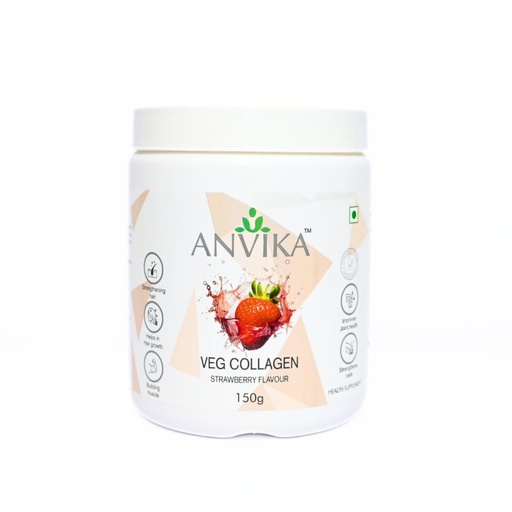 [BRSRAFQRPMCWC3LD] Veg Collagen Powder | Plant-Based Collagen Builder for Hair, Skin & Nails | Strawberry Flavor | 150g | Supports Skin Elasticity | Hair Growth & Joint Health