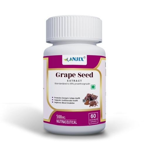 [BRSROHY5CIIQ4E3L] Grapes Seed Extract 500mg Capsules, Antioxidant Supplement, Promote Healthy Hair And Skin And Good Health, Healthy Cholesterol Level, Boost Immunity, 60 Veg capsules