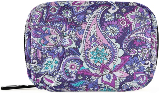 [BRSRMZALAAPAYD3U] Paisley Flower Purple Pill Box 7 Day Pill Case Bag Travel Pill Organizer Bag with Zipper Portable Weekly Case Compact Size for Vitamin Supplement Holder