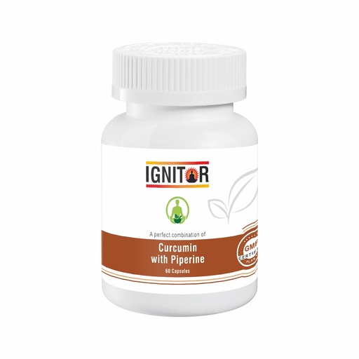 [BRSW2BDYAAJWCD3P] IGNITOR Curcumin with Piperine Capsules Antiinflamatory Supplements Antioxidant Capsules For Men Women 60 Capsules