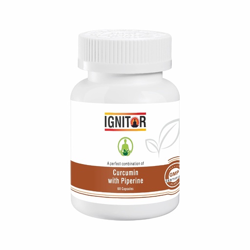 [BRSW2FICBMOQYAAU] IGNITOR� Curcumin (95%) Extract with Piperine(5%) Organic Turmeric Veg Capsules 60 Non-GMO & Gluten Free (Pack of 1)