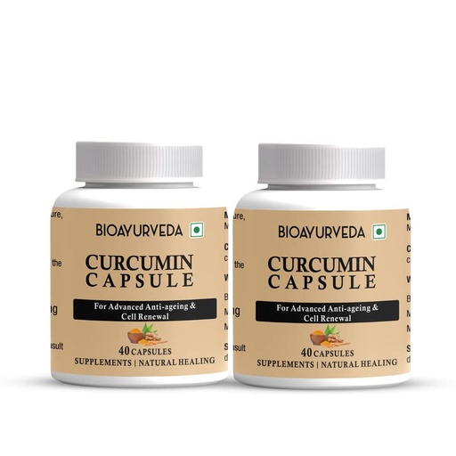 [BRSRMBTQCUCQEFL6] BIOAYURVEDA Curcumin Capsule for Advanced Anti-Ageing and Cell Renewal, 40 Capsules (Pack of 2)
