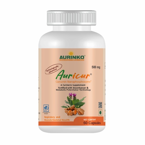 [BRSRAC3YCQNQK2DH] Auricur - Curcumin Nanophosphosome 210 mg with Curcuminoids 95 mg, Fortified with Turmerone and Piperine by Aurinko Healthcare – 60 Capsules