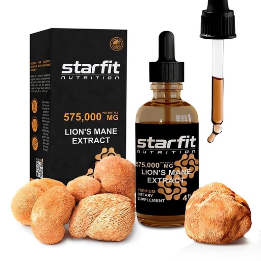 [BRSRAEI2C4DWGYDA] STARFIT Lion's Mane Mushroom Extract, 575,000 mg, Liquid Supplement for Immune Support, Memory, and Digestive Health, 4 fl oz