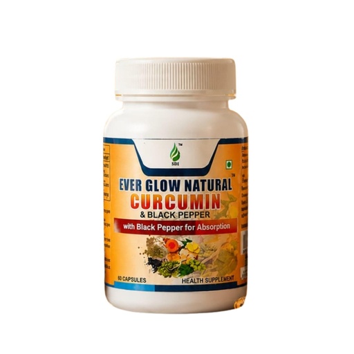 [BRSRYFL4BAFRSFLX] Ever Glow Natural Curcumin & Black Pepper Capsules 60 Count | Curcumin Supplement with Black Pepper for Absorption | Herbal Health Supplement for Daily Wellness